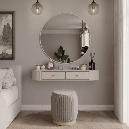 Toaletka beżowa wisząca zaokrąglone boki frez 202 OLIVO